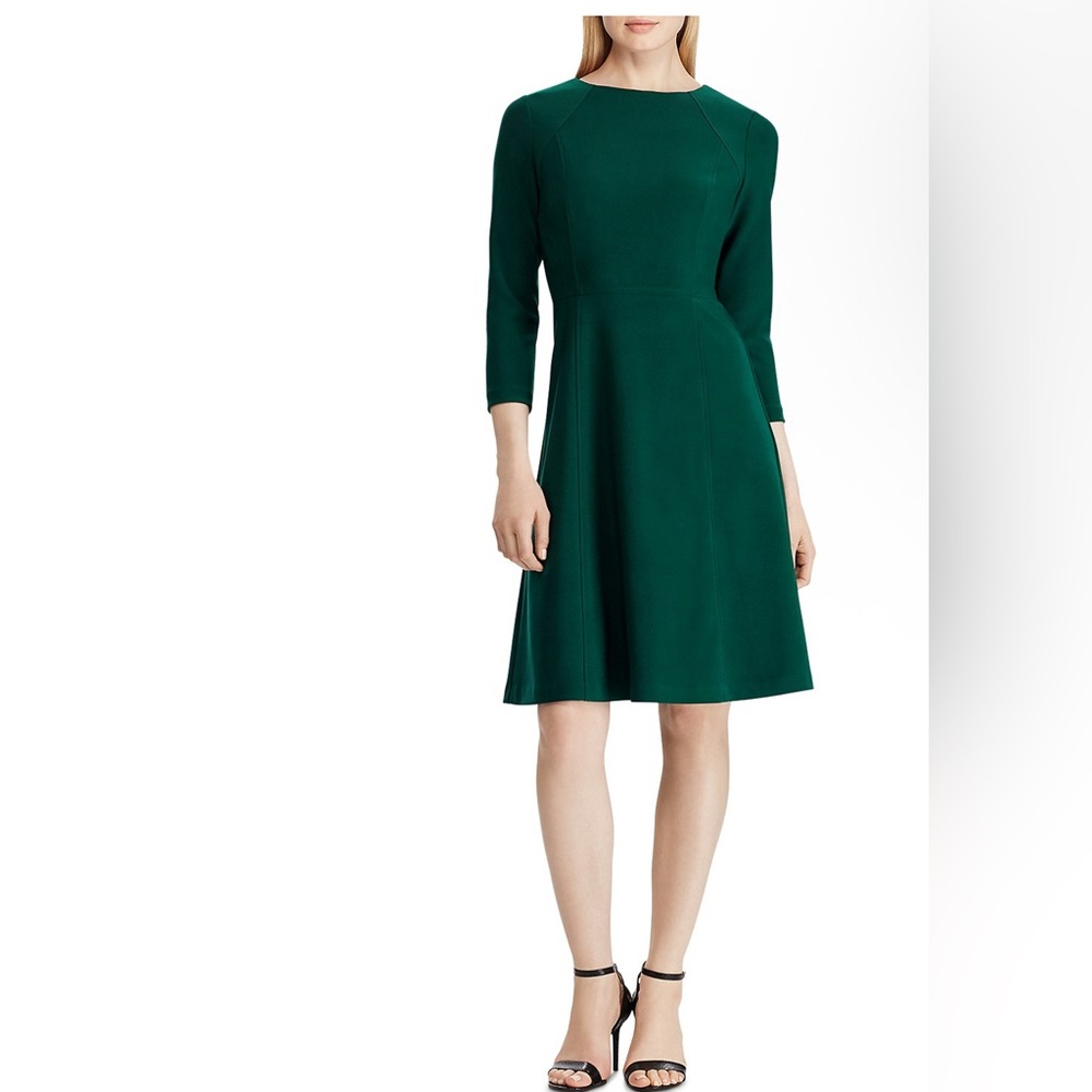 Lauren Ralph Lauren Fit and Flare Jersey Dress Knee Length Kelly Green size 12